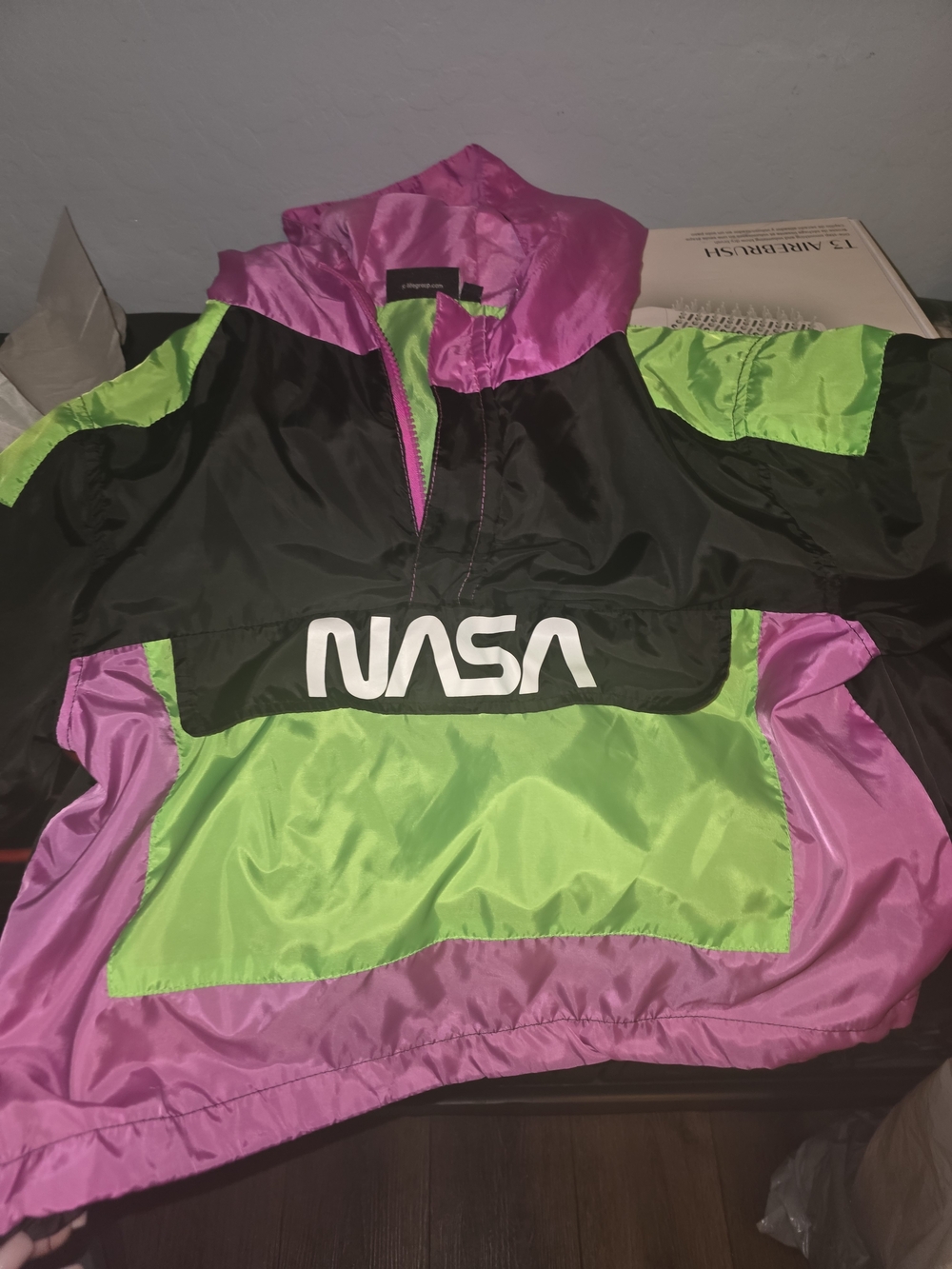 NASA Woman's Colorblock Windbreaker Jacket - Pink & Green